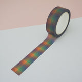 Washi tape with a checked pattern in dusky rainbow colours.