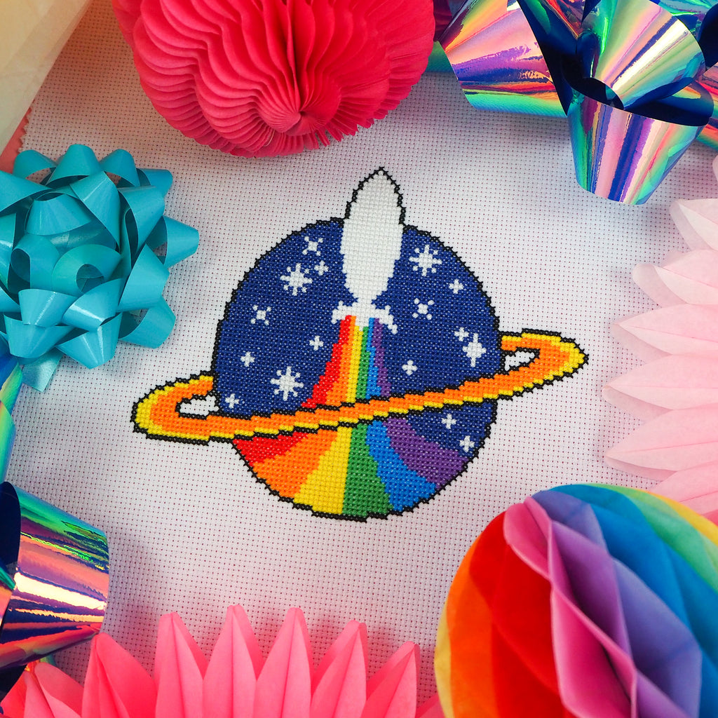 Rocket Planet Cross Stitch Pattern
