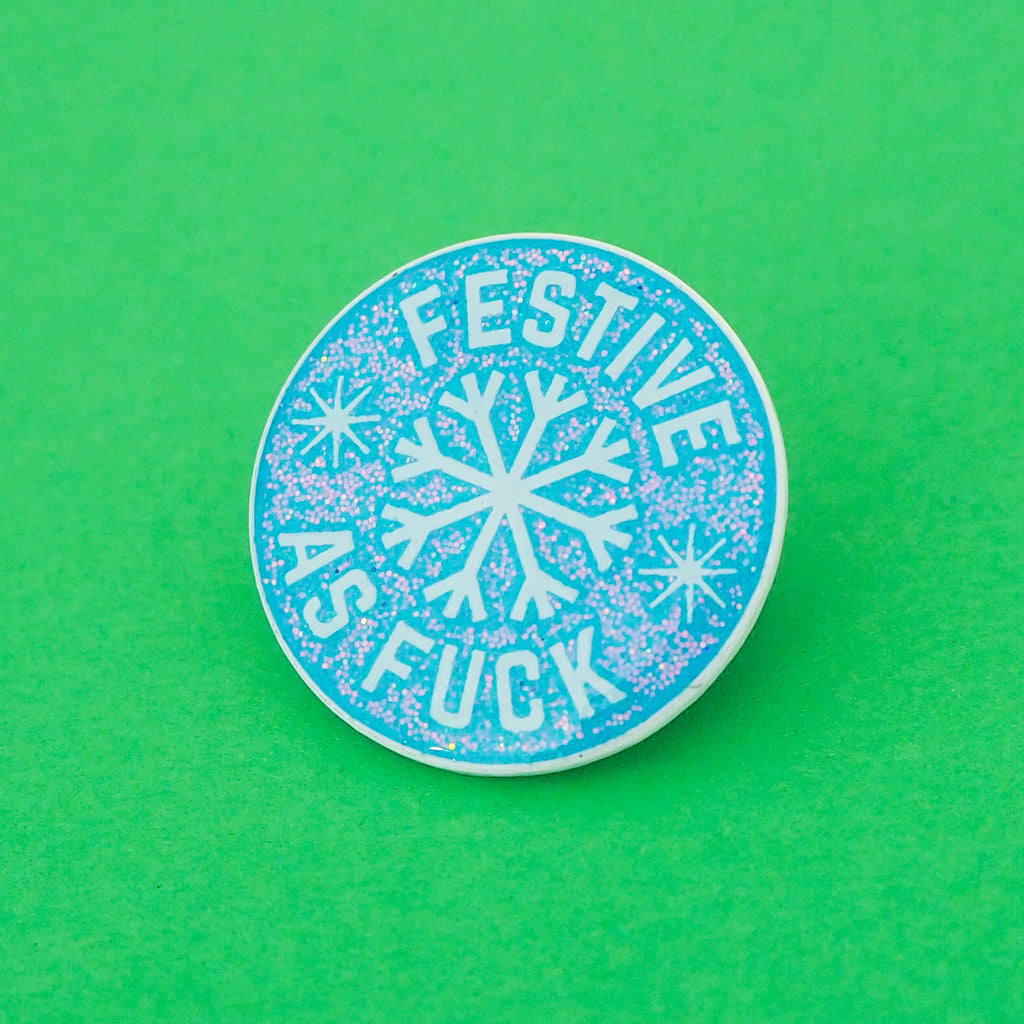 Festive As Fuck Snowflake - Enamel Pin - Hand Over Your Fairy Cakes - hoyfc.com