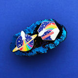 Intergalactic Rainbow Rocket - Enamel Pin - Hand Over Your Fairy Cakes - hoyfc.com