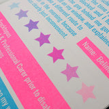 Close up of a riso-printed zine.