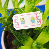 Blue Cactus - Stud Earrings - Hand Over Your Fairy Cakes - hoyfc.com