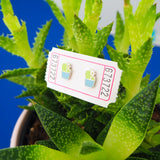 Blue Cactus - Stud Earrings - Hand Over Your Fairy Cakes - hoyfc.com
