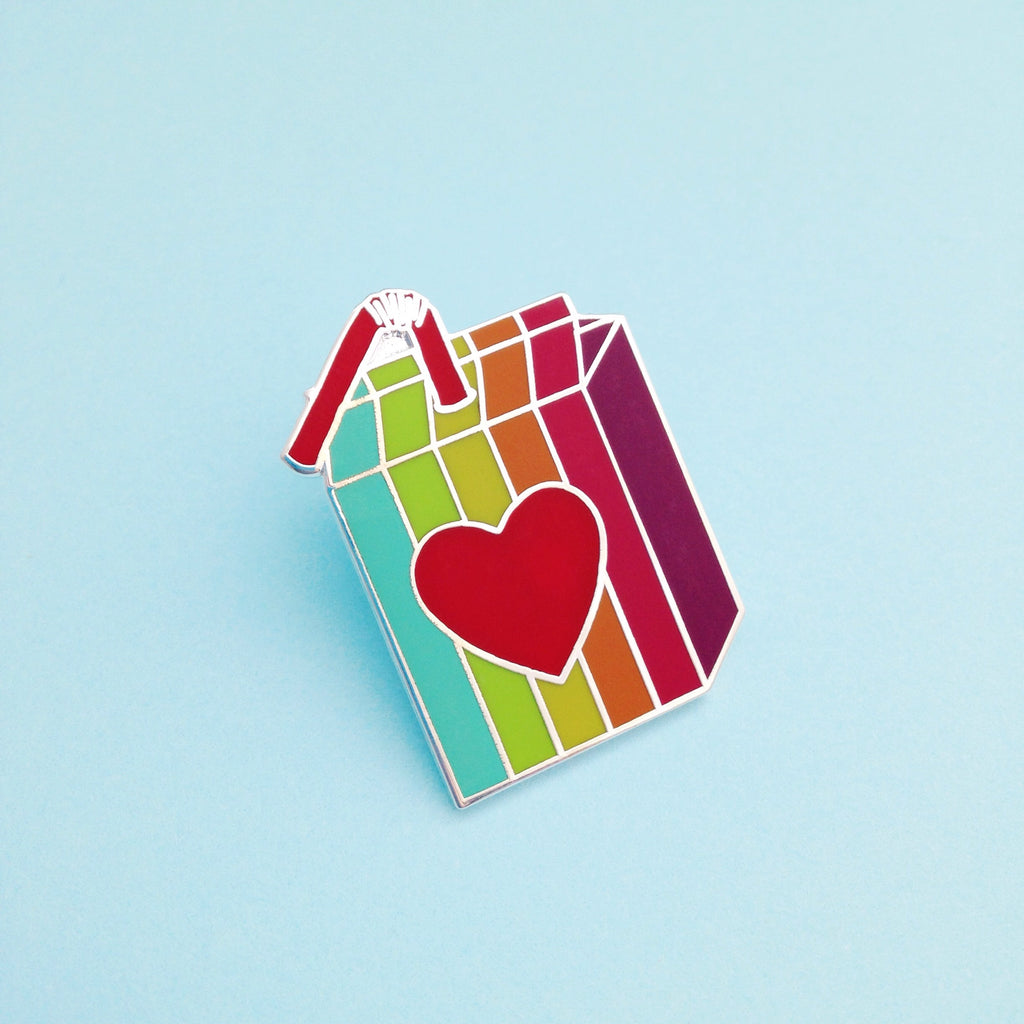 Retro Rainbow Juice Box - Enamel Pin - Hand Over Your Fairy Cakes - hoyfc.com