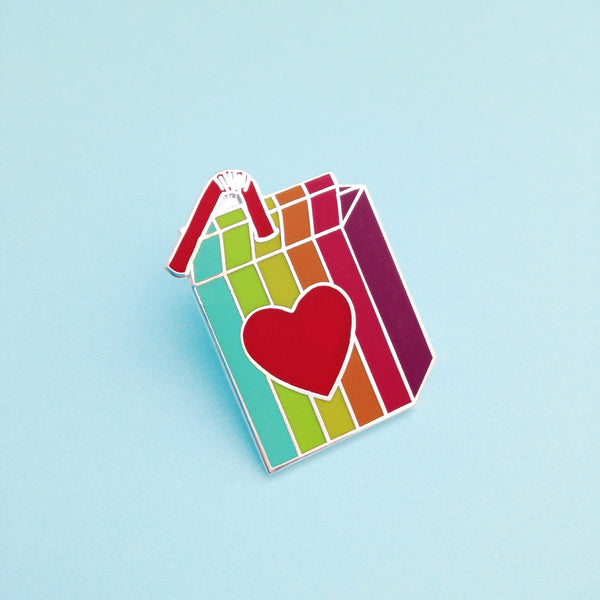 Retro Rainbow Juice Box - Enamel Pin - Hand Over Your Fairy Cakes - hoyfc.com