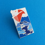 Japanese Crane Waterfall - Enamel Pin - Hand Over Your Fairy Cakes - hoyfc.com