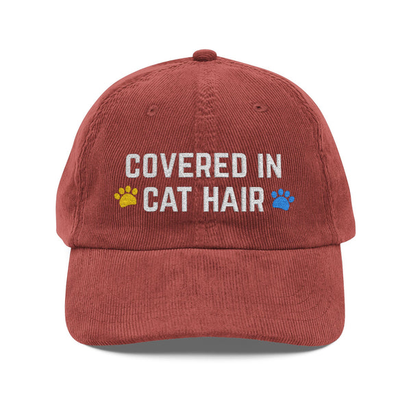 Covered In Cat Hair Embroidered Vintage Corduroy Cap
