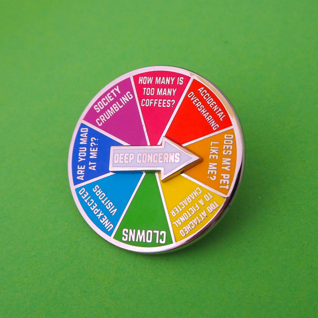 Deep Concerns Spinner Enamel Pin - Hand Over Your Fairy Cakes - hoyfc.com