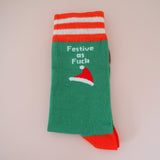 Festive As Fuck Reindeer - Socks - Hand Over Your Fairy Cakes - hoyfc.com