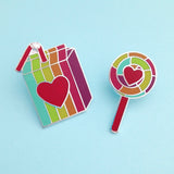 Retro Rainbow Juice Box - Enamel Pin - Hand Over Your Fairy Cakes - hoyfc.com