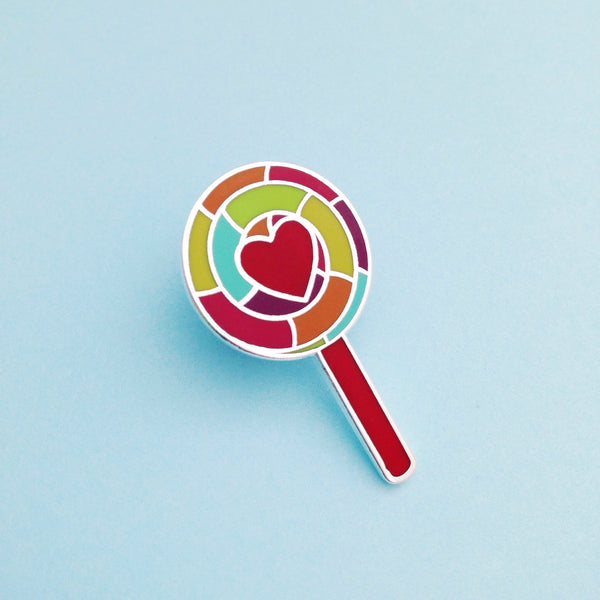 Retro Rainbow Lollipop - Enamel Pin - Hand Over Your Fairy Cakes - hoyfc.com