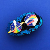 Rocket Planet Rainbow Rocket - Enamel Pin - Hand Over Your Fairy Cakes - hoyfc.com