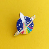 Rocket Planet Rainbow Rocket - Enamel Pin - Hand Over Your Fairy Cakes - hoyfc.com