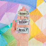 Dissent, Resist, Revolt - Vinyl Sticker - Hand Over Your Fairy Cakes - hoyfc.com