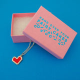 Pixel Heart - Charm Necklace - Hand Over Your Fairy Cakes - hoyfc.com