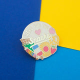 Here For The Snacks - Enamel Pin - Hand Over Your Fairy Cakes - hoyfc.com