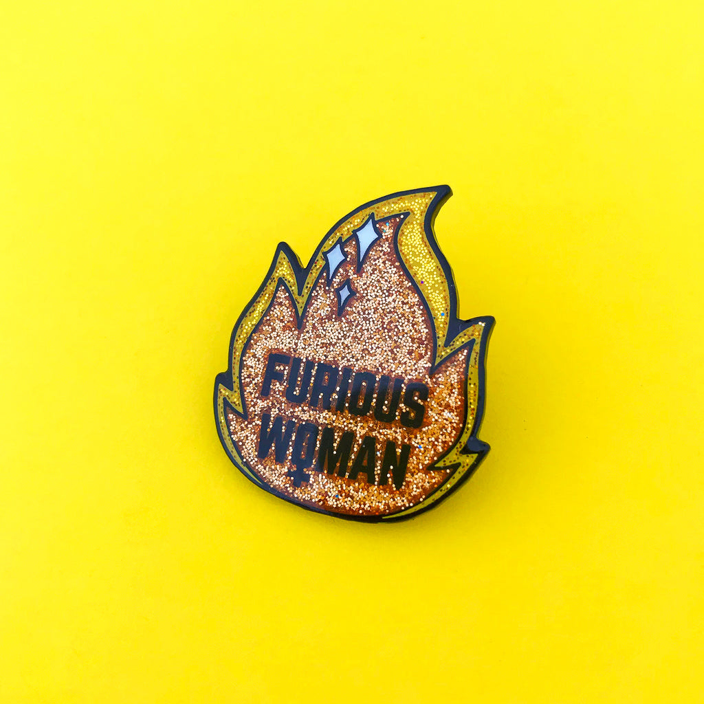 Furious Woman - Glitter Enamel Pin - Hand Over Your Fairy Cakes - hoyfc.com