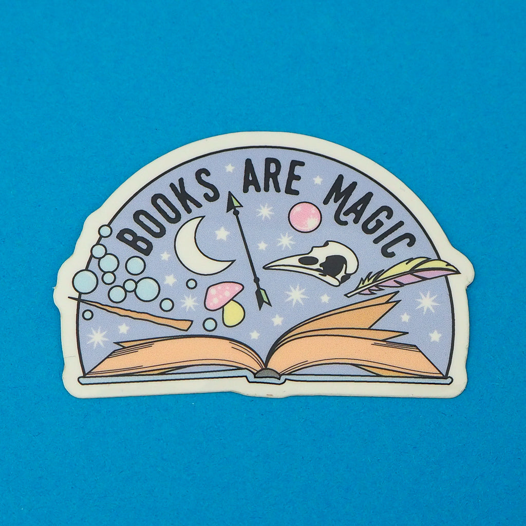 Books Are Magic - Vinyl Sticker - Hand Over Your Fairy Cakes - hoyfc.com