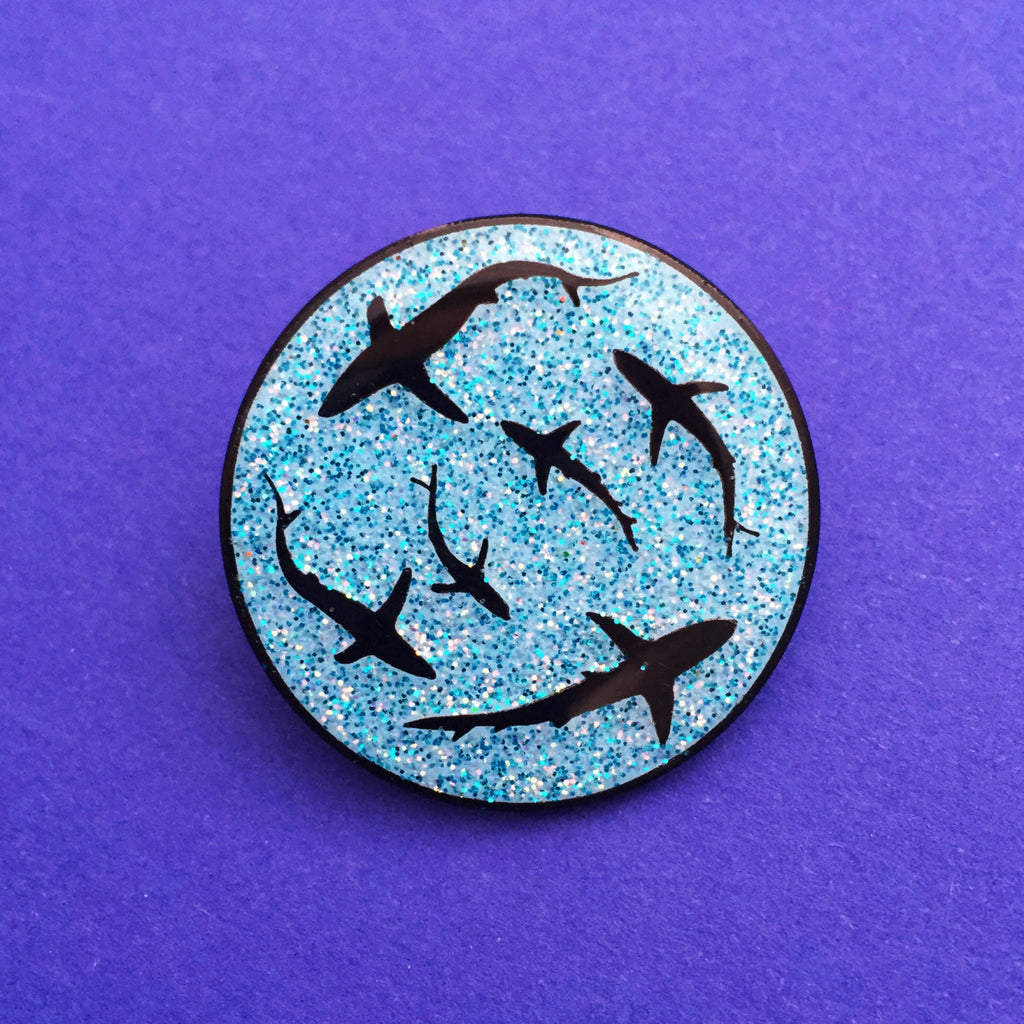 Glitter Shark - Enamel Pin - Hand Over Your Fairy Cakes - hoyfc.com