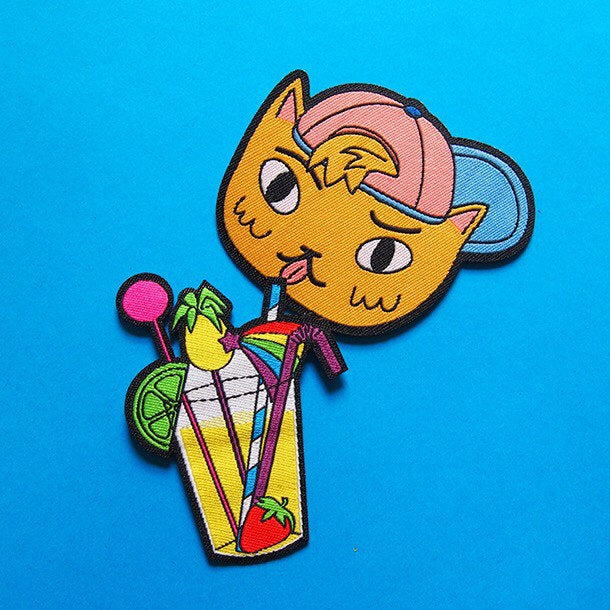 Cat and Cocktail (Collaboration with I Like Cats) - Iron-on Patch Set - Hand Over Your Fairy Cakes - hoyfc.com