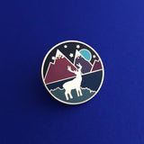 Stag & Mountains - Enamel Pin (Collaboration with Jen Cunningham) - Hand Over Your Fairy Cakes - hoyfc.com