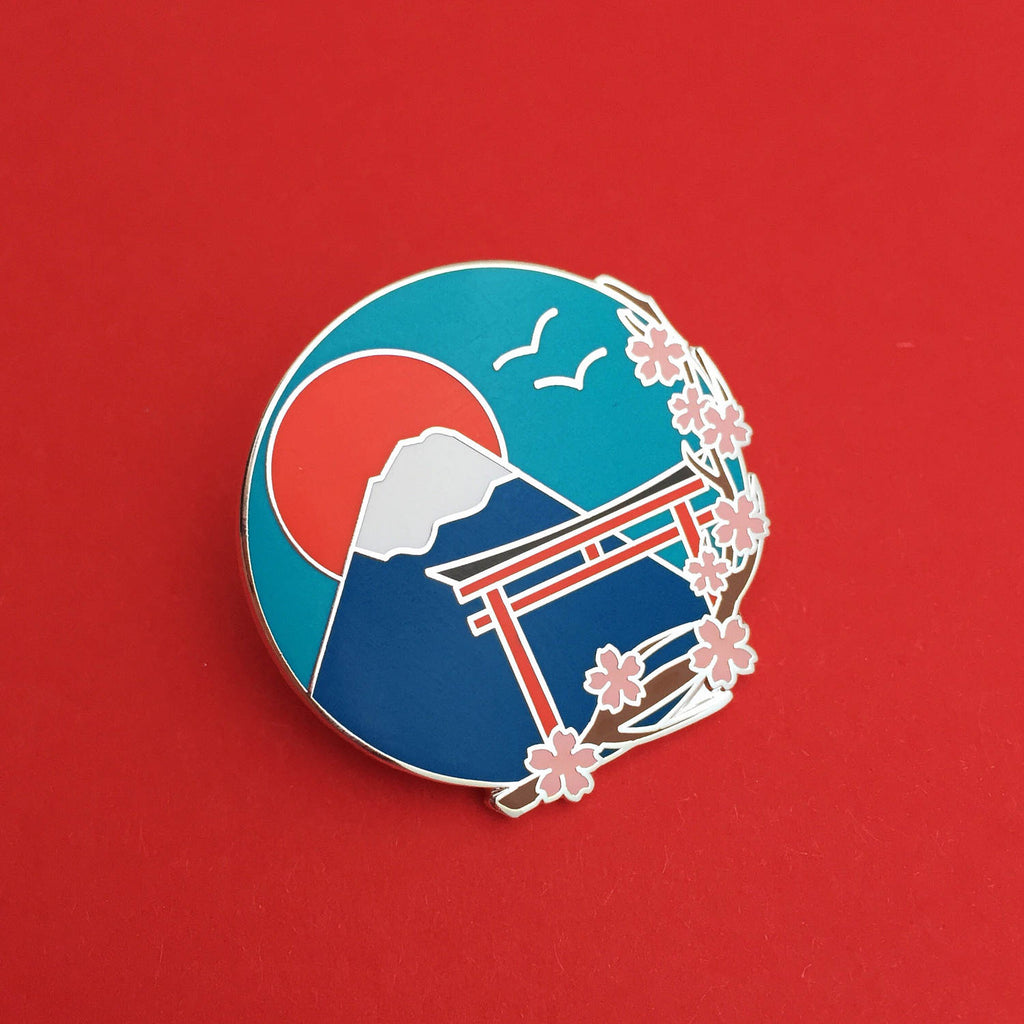 Japan Mount Fuji Cherry Blossom - Enamel Pin - Hand Over Your Fairy Cakes - hoyfc.com