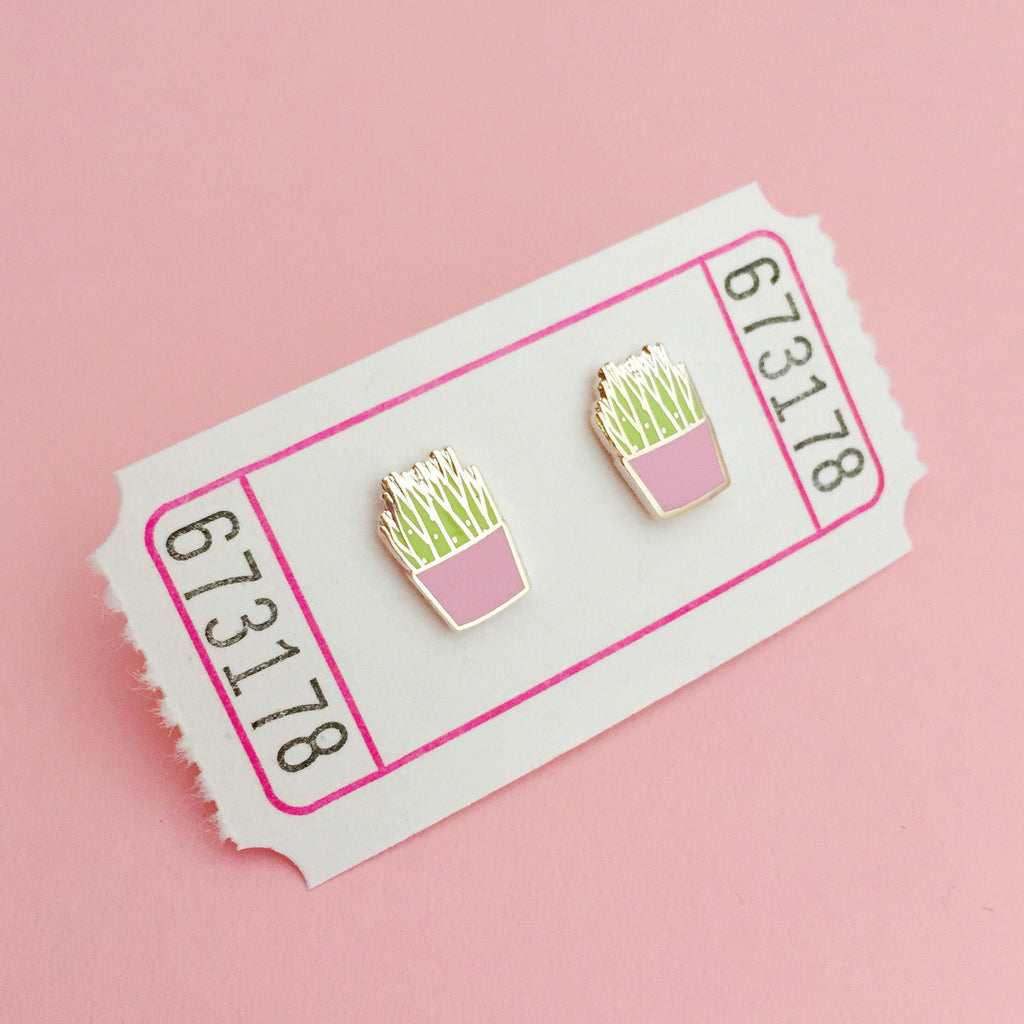 Pink Cactus - Stud Earrings - Hand Over Your Fairy Cakes - hoyfc.com